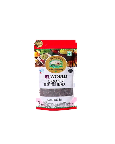 Organic Mustard Black (Rai) Seeds, 400g (100g Pack of 4)-ELWMB