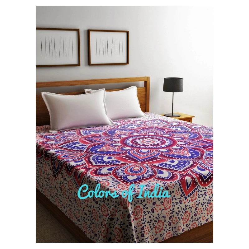 Bedroom bedding , Boho bedsheets , Floral bedsheet , With 2 white pillow covers , FREE SHIPPING-11271724