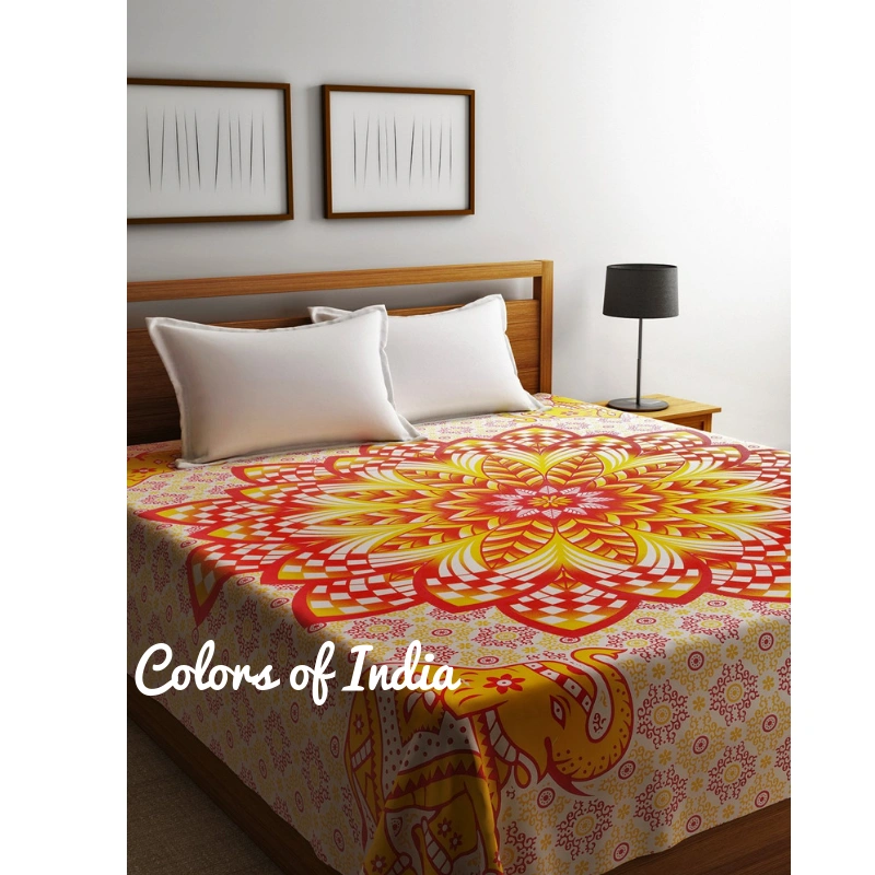 Cotton bedding , Bedsheets double , India bedspread , With 2 White Pillow Covers , FREE SHIPPING-11272138