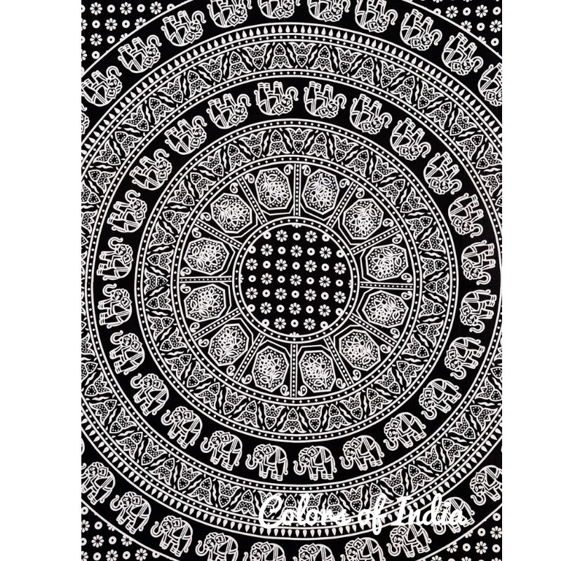 Black and White Bedsheet , Cotton Bedcover , India Bedsheet , With 2 White Pillow Covers , FREE SHIPPING-3