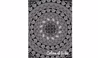 Black and White Bedsheet , Cotton Bedcover , India Bedsheet , With 2 White Pillow Covers , FREE SHIPPING