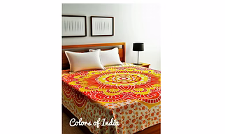 Christmas bedroom decor , Queen size bedding , Cotton bed throw , Boho bedspread ,With 2 white pillow covers , FREE SHIPPING