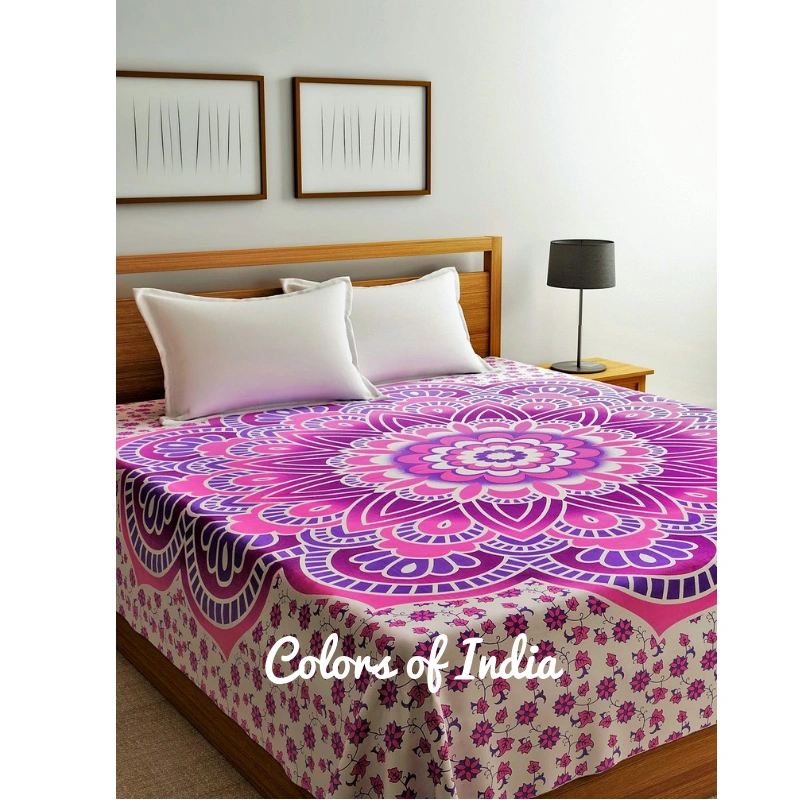 Bedsheet queen , Cotton bedspread , Bedding boho , With 2 White Pillow Covers , FREE SHIPPING-11272738