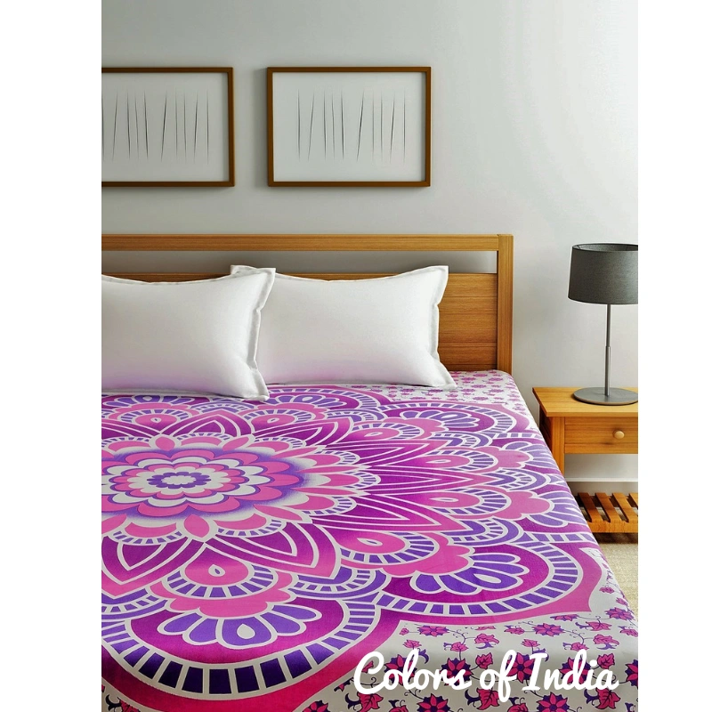 Bedsheet queen , Cotton bedspread , Bedding boho , With 2 White Pillow Covers , FREE SHIPPING-1