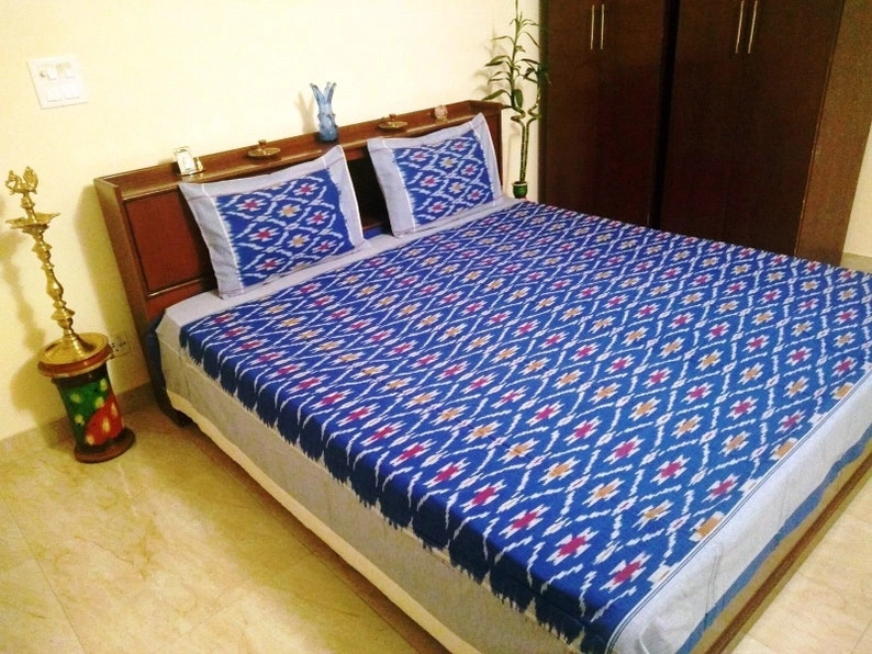 Blue queen bedspread , Blue Bedspread , Blue bed throw , Bedsheets India , FREE SHIPPING-11273920