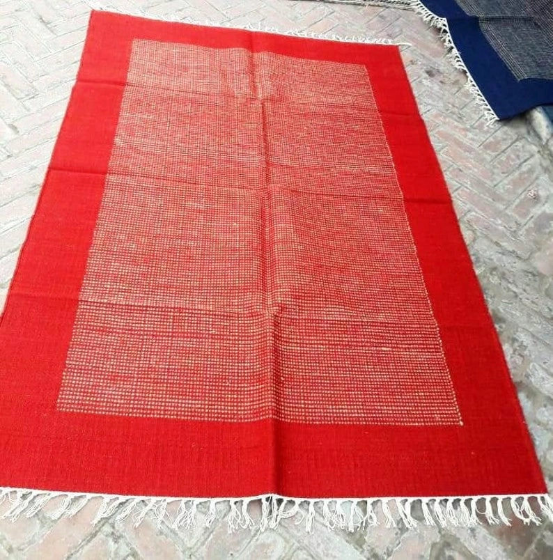 4 Feet x 6 Feet , Jute Rugs for Living Room , Handmade rugs India , Patio Rug , Indian Dhurrie Rug , Washable Rug , FREE SHIPPING-11273956