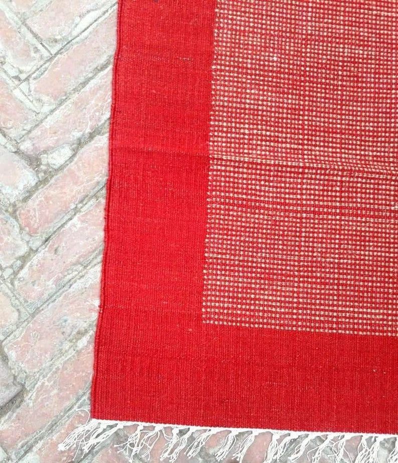 4 Feet x 6 Feet , Jute Rugs for Living Room , Handmade rugs India , Patio Rug , Indian Dhurrie Rug , Washable Rug , FREE SHIPPING-Red Combo-2