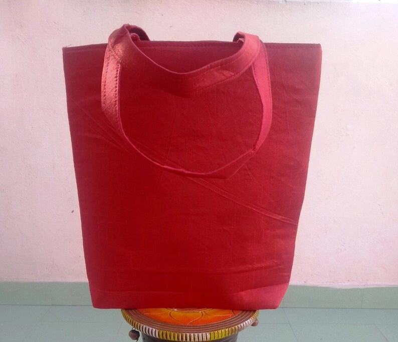 Red Tote Bag , Gift for her , Red Shopping Bag , Shoppers Tote , Handmade Bags for Women , FREE SHIPPING-3