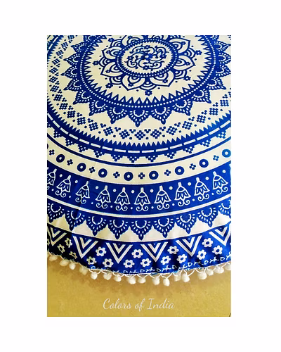Blue Floor Pillow , 32 Inch Round Pillow Cover , Blue Throw Cushions , Mandala Floor cushion , Round Pillow Cover , FREE SHIPPING-2