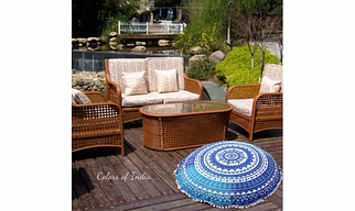 Blue Floor Pillow , 32 Inch Round Pillow Cover , Blue Throw Cushions , Mandala Floor cushion , Round Pillow Cover , FREE SHIPPING