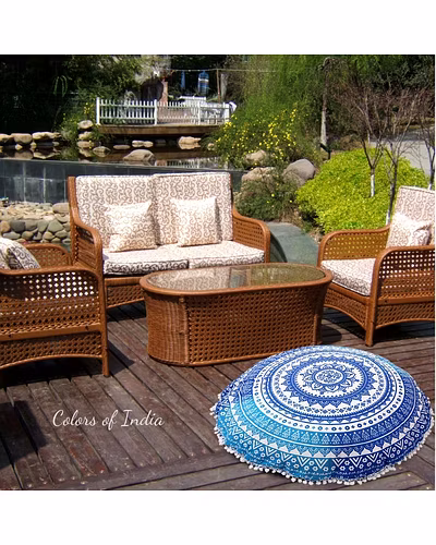 Blue Floor Pillow , 32 Inch Round Pillow Cover , Blue Throw Cushions , Mandala Floor cushion , Round Pillow Cover , FREE SHIPPING-11289878