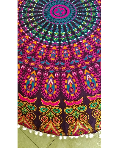 Indian Floor Pillows , 32 Inch Round Pillow Cover , Boho Floor Cushion Round , Mandala Pillow Cover ,Purple Cushion Cover , FREE SHIPPING-3