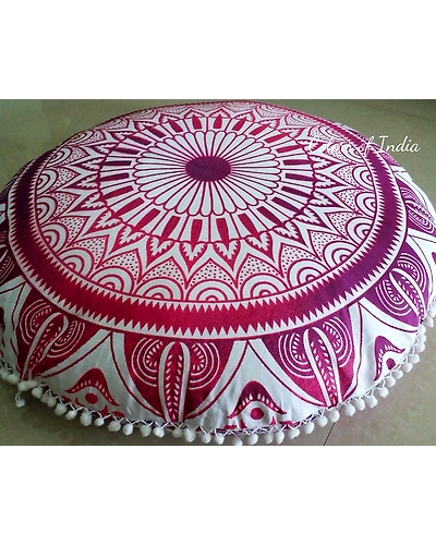 Red Round Pillows , 32 Inch Round Pillow Cover Meditation Pillow ,Mandala Pillow Cover , Floor Sitting Cushion , FREE SHIPPING-1