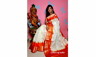 Kora banarasi sarees , Kora Silk , Double Border Saree , Banarasi Saree with Blouse Piece , FREE SHIPPING