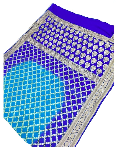 Khaddi Georgette banarasi saree , Pure georgette saree , Blue party wear saree , Pink georgette saree , FREE SHIPPING-11368214
