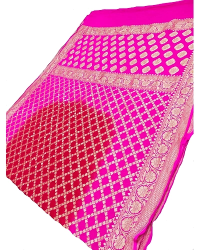 Khaddi Georgette banarasi saree , Pure georgette saree , Blue party wear saree , Pink georgette saree , FREE SHIPPING-11368216