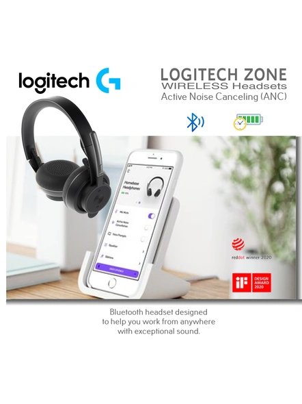 Logitech Zone Wireless Headset Active Noise Canceling Anc Bluetooth Rotatable Boom Mic Technology Immersive Premium Audio Solution Calls And Music Anywhere Certified For Business Twj