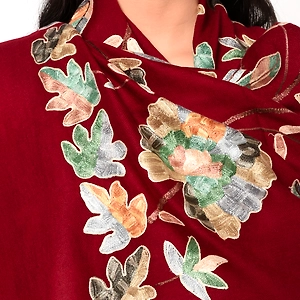 Wedding Kashmir Multicolored Embroidery Pure Wool Shawl With Subtle Colors of Thread Work