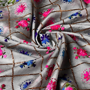 Sophisticated All Season Grey Phulkari Dupatta by The Amritsar Store