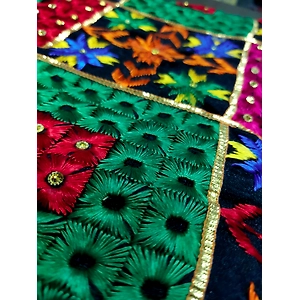 Multicolor Hand Embroidery Phulkari Dupatta with Mirror Work and Gotta Patti by The Amritsar Store