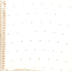 Pure Crepe Chiffon White Dyeable Dupatta With Sequence And Thread Work by The Amritsar Store