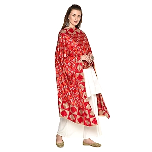 Elegant Multicolor Red & White Embroidery Phulkari Duaptta by The Amritsar Store