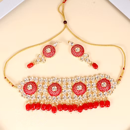 red meena necklace set