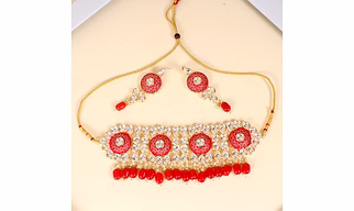 Red Meena Necklace Set