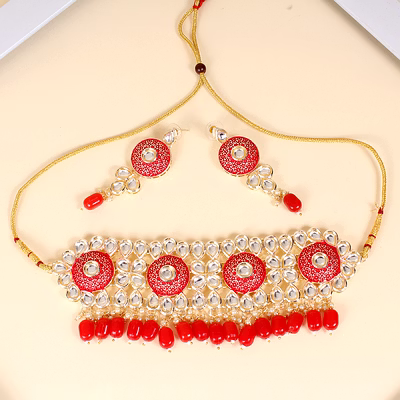 red meena necklace set
