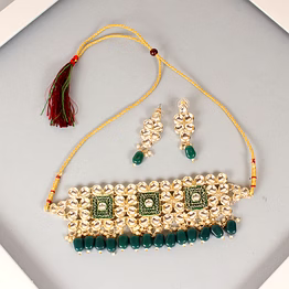 green meena necklace set