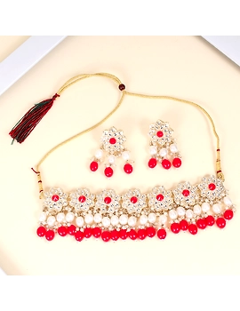 Designer Trendy Red Jewellry With Earring And Finger Ring-1-sm