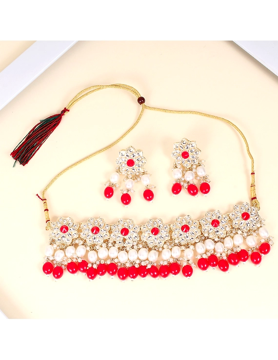 Designer Trendy Red Jewellry With Earring And Finger Ring-1