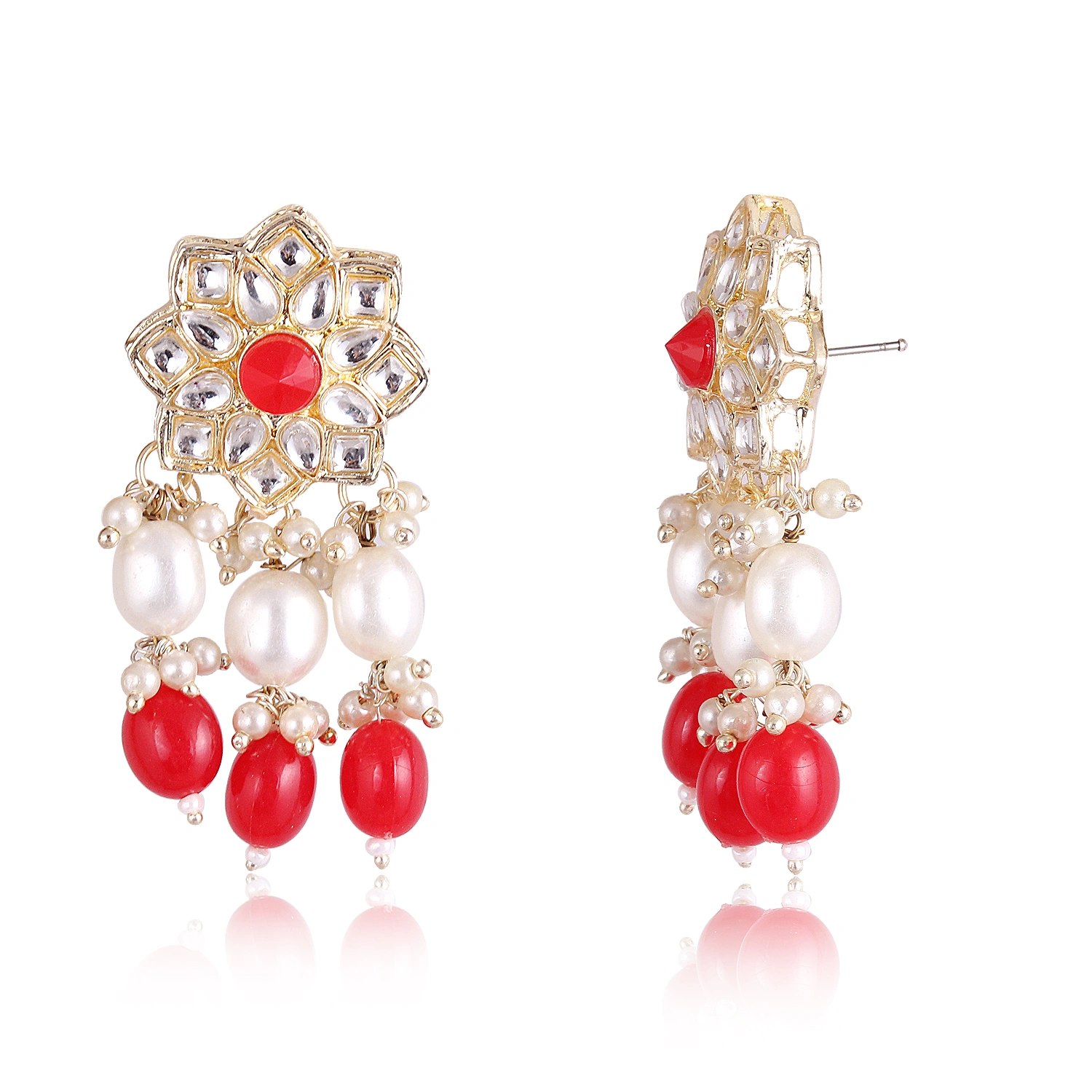 Designer Trendy Red Jewellry With Earring And Finger Ring-3