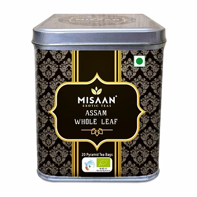 misaan assam whole leaf,black tea,pure and organic assam whole leaf black tea (20 pyramid tea bags)