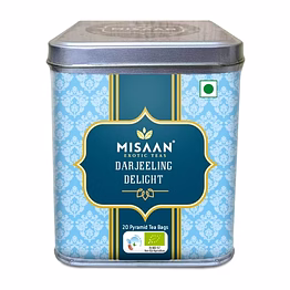 misaan darjeeling delight,black tea pure and organic darjeeling whole leaf, (20 pyramid tea bags)