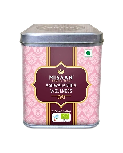 MISAAN Ashwagandha Wellness Green Tea With Ashwagandha, Turmeric and Licorice Organic And Natural Tea (20 Pyramid Tea Bags)-11402742