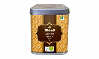 MISAAN Curcumin Ginger, Green Tea With Ginger And Turmeric Organic And Natural Tea, (20 Pyramid Tea Bags)