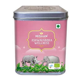 misaan ashwagandha wellness green tea with aswagandha, turmeric and licorice pure and organic loose leaf tea