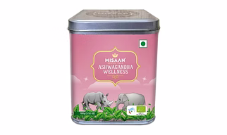 MISAAN Ashwagandha Wellness Green Tea With Aswagandha, Turmeric and Licorice Pure and Organic Loose Leaf Tea