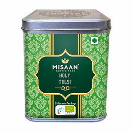 misaan holy tulsi,green tea with tulsi,pure and organic tea,(20 pyramid tea bag)