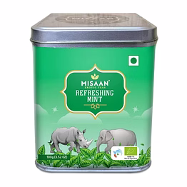 misaan refreshing mint, green tea with perppermint pure and organic loose leaf tea