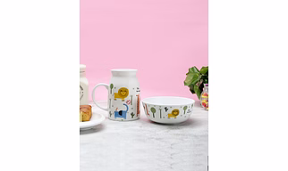 Cane Milk Mug with Bowl Set of 2 for Kids Breakfast (Lion)