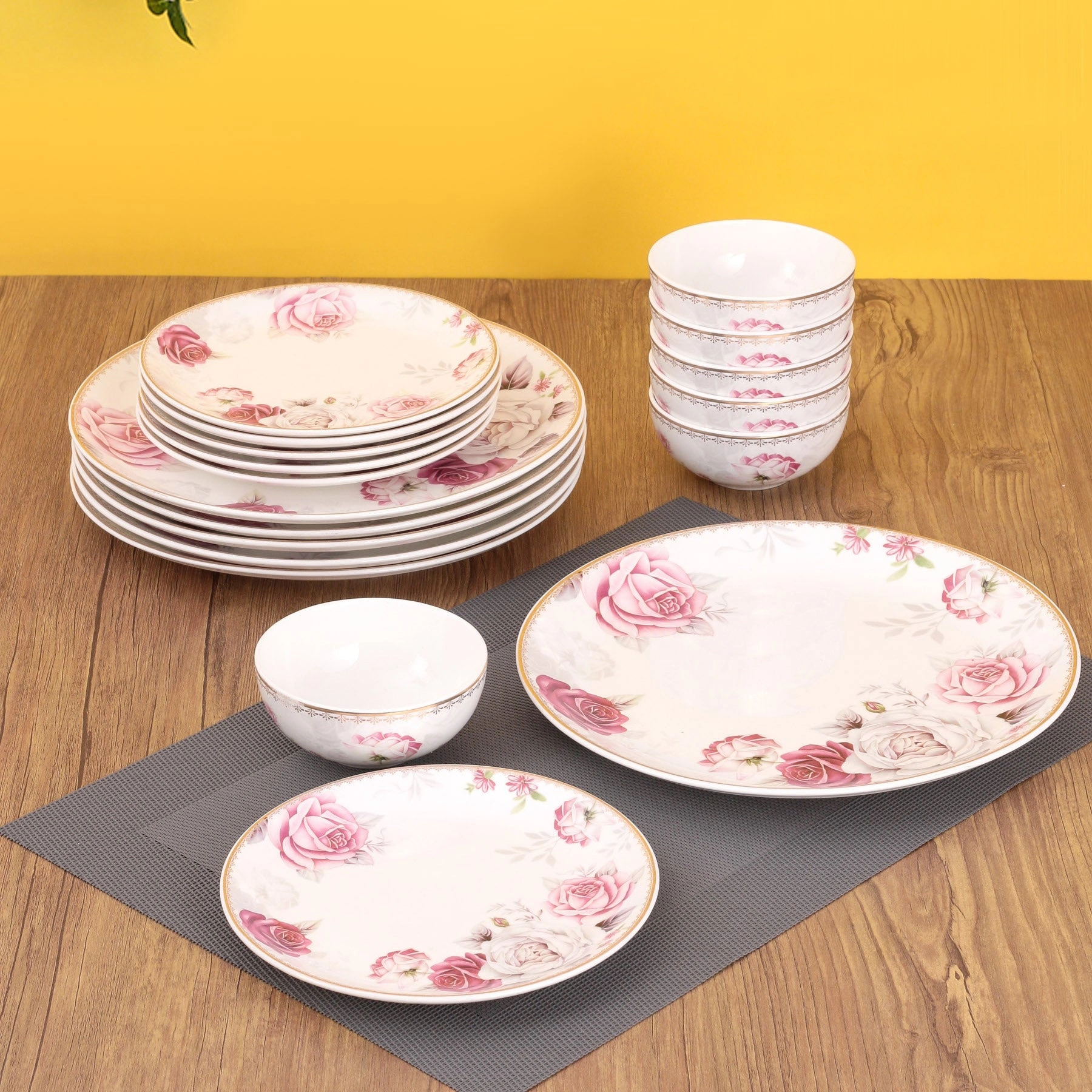 Urmi Rose Dinner Set of 18 (R516)-ClayCraftIndia-132