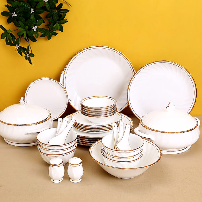 Ceramic Karina Dinner Set of 18 Pieces Gold Line 310 image 2