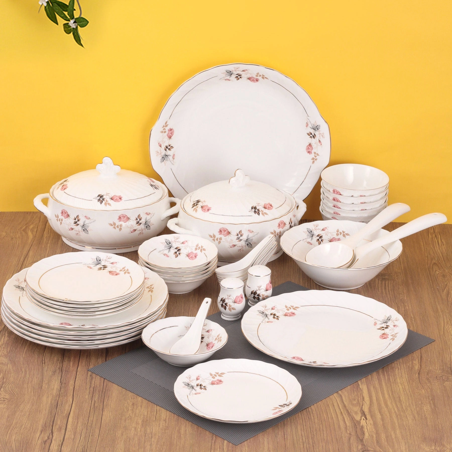 Karina Floral Dinner Set of 40 (182)-ClayCraftIndia-139