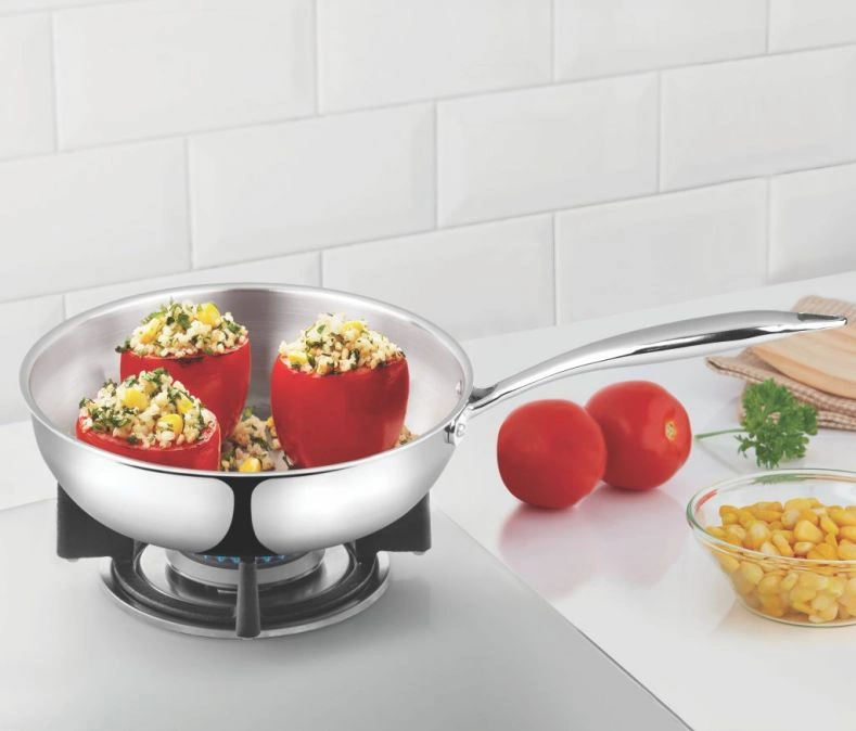 Cookfresh Tri-ply SS Fry Pan, Induction Base-BOROSIL-1125