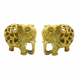 shevam arts exportt hand crafted master piece set of two size elephants