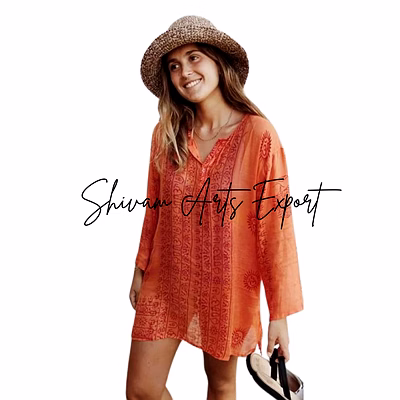 shevam arts exportt sanskrit mantra printed tunic (super fine rayon)