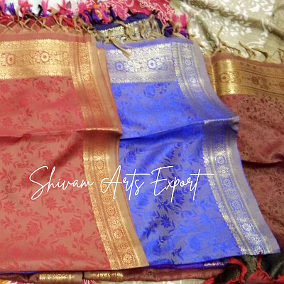 shevam arts exportt art silk scarves (with gold border)