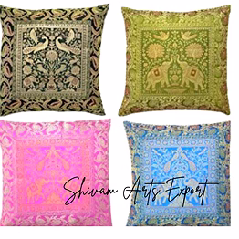 shevam arts exportt silk brocade cushion cover (premium collection)